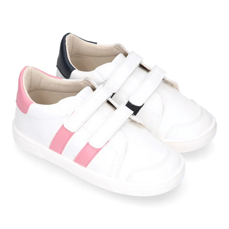 Deportiva niños colegial Okaa Flex rayas laterales. Modelo RESPETUOSO.