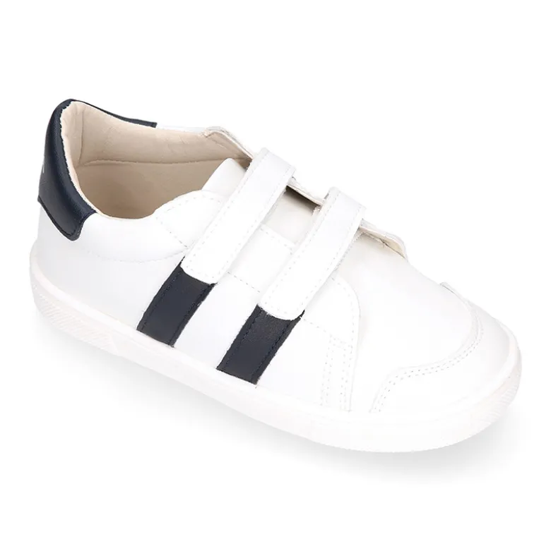 Deportiva niños colegial Okaa Flex rayas laterales. Modelo RESPETUOSO.