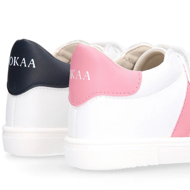 Deportiva niños colegial Okaa Flex rayas laterales. Modelo RESPETUOSO.