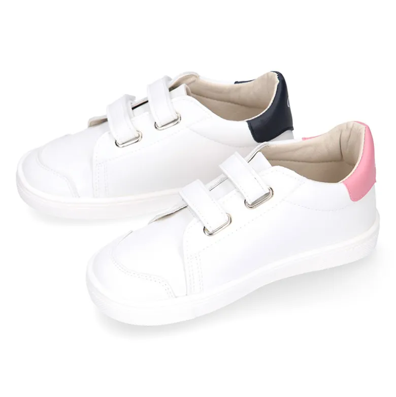 Deportiva niños colegial Okaa Flex rayas laterales. Modelo RESPETUOSO.