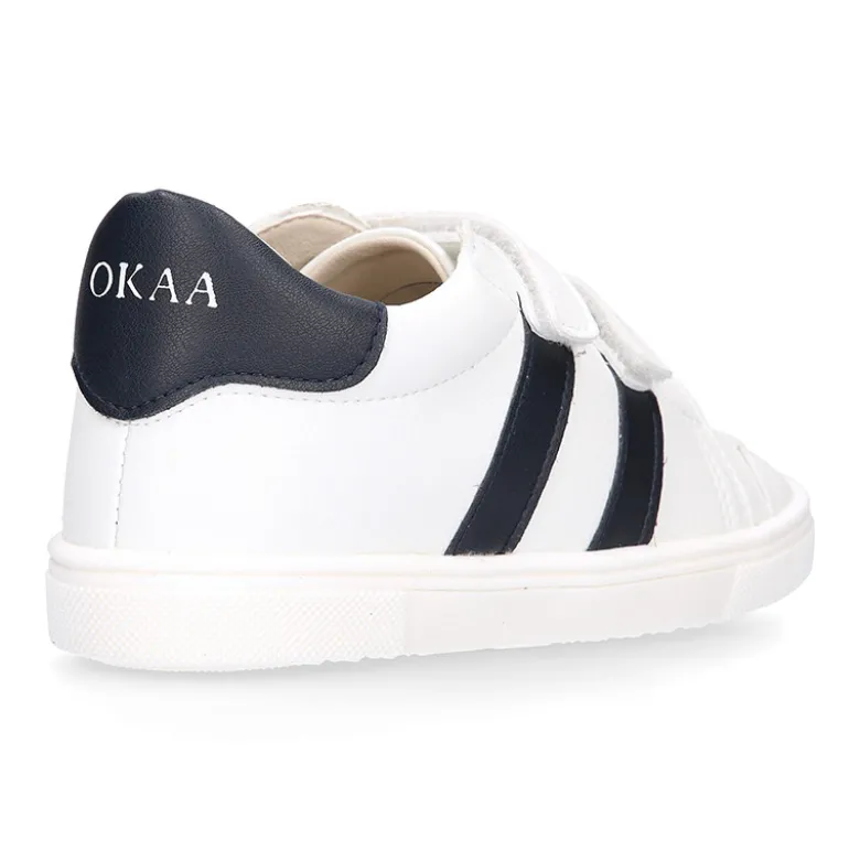 Deportiva niños colegial Okaa Flex rayas laterales. Modelo RESPETUOSO.