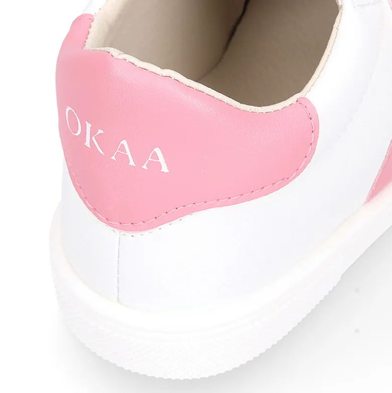 Deportiva niños colegial Okaa Flex rayas laterales. Modelo RESPETUOSO.