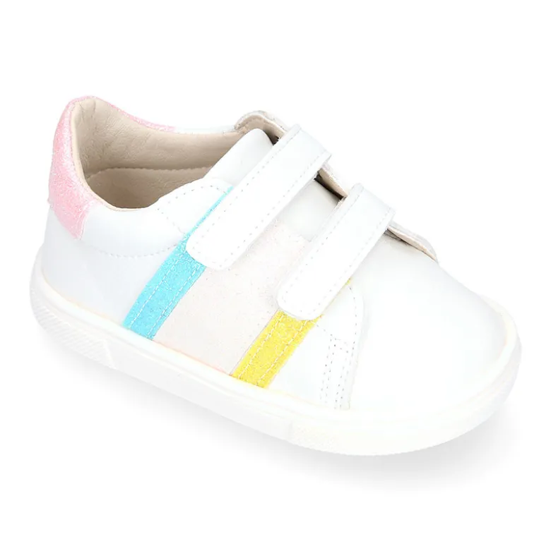 Deportiva niños Okaa Flex rayas laterales de colores. Modelo RESPETUOSO.