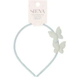 Diadema para el pelo de lino con mariposas.