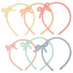 Diadema para el pelo de niña con lazo en lana de colores de primavera verano.