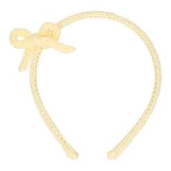 Diadema para el pelo de niña con lazo en lana de colores de primavera verano.