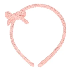 Diadema para el pelo de niña con lazo en lana de colores de primavera verano.