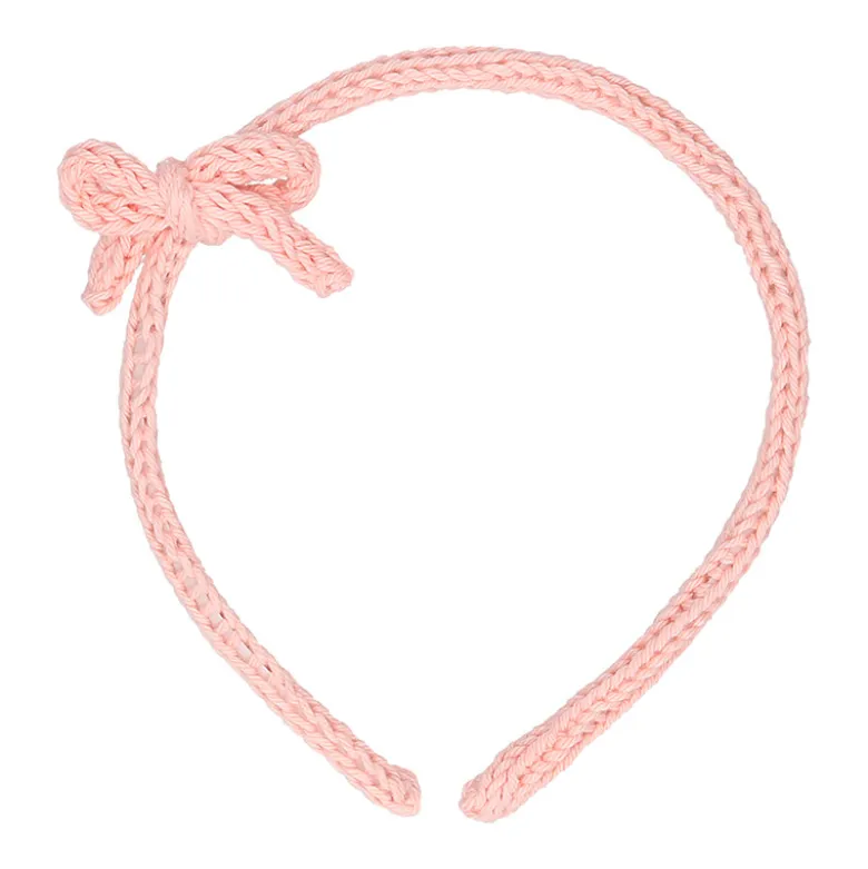 Diadema para el pelo de niña con lazo en lana de colores de primavera verano.