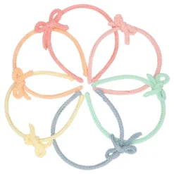 Diadema para el pelo de niña con lazo en lana de colores de primavera verano.