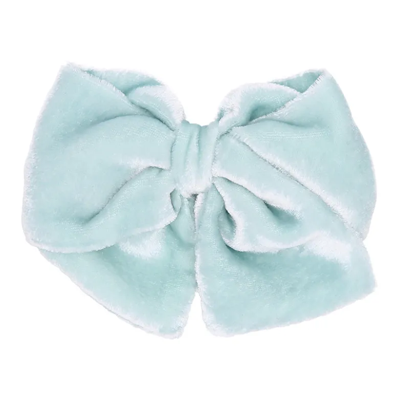 Lazo niña para pelo con pinza pico pato en terciopelo en colores pastel a juego con las merceditas.