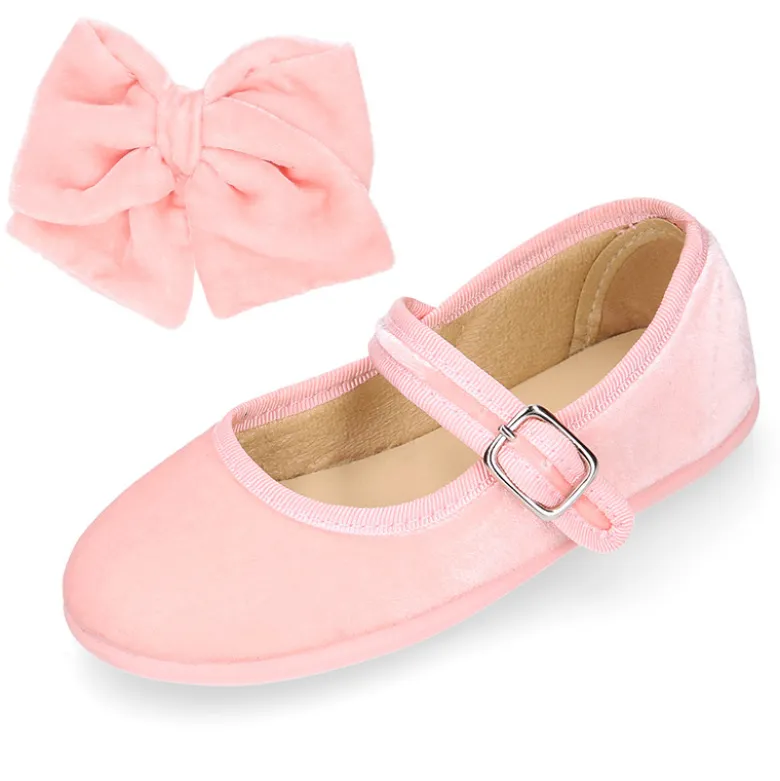 Lazo niña para pelo con pinza pico pato en terciopelo en colores pastel a juego con las merceditas.