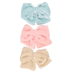 Lazo niña para pelo con pinza pico pato en terciopelo en colores pastel a juego con las merceditas.
