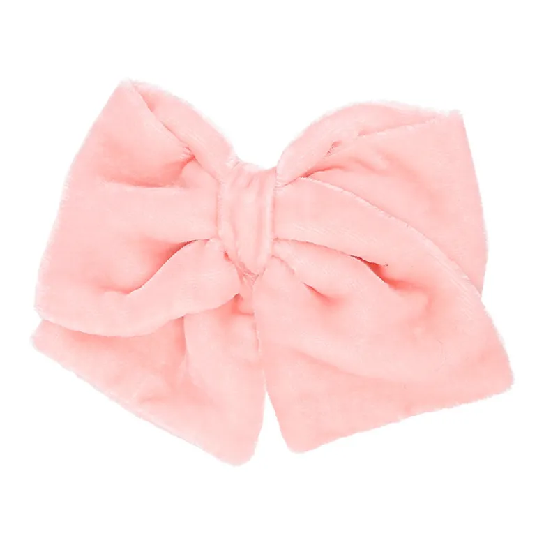 Lazo niña para pelo con pinza pico pato en terciopelo en colores pastel a juego con las merceditas.