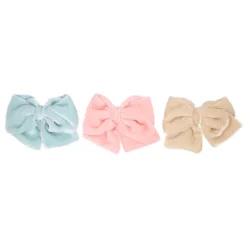 Lazo niña para pelo con pinza pico pato en terciopelo en colores pastel a juego con las merceditas.