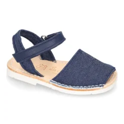 Menorquina cierre adherente lona VAQUERA combinada piel suave y suela flexible.
