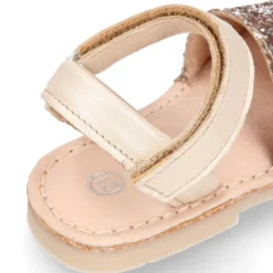 Menorquina niña cierre adherente en piel EXTRA SUAVE con glitter.