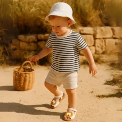 Menorquina niño LEÓN en piel suave y suela flexible.