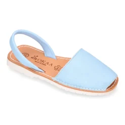Menorquina niños Tira colores pasteles y suela blanca en Piel EXTRA SUAVE.