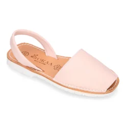 Menorquina niños Tira colores pasteles y suela blanca en Piel EXTRA SUAVE.