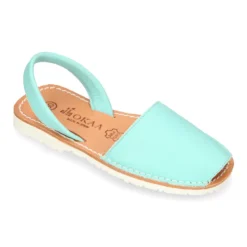 Menorquina niños Tira colores pasteles y suela blanca en Piel EXTRA SUAVE.