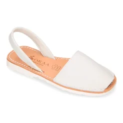 Menorquina niños Tira colores pasteles y suela blanca en Piel EXTRA SUAVE.