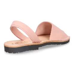Menorquina niños tira en piel NOBUCK SUAVE en color rosa.