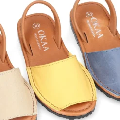 Menorquina niños tira en piel NAPA SUAVE combinada.