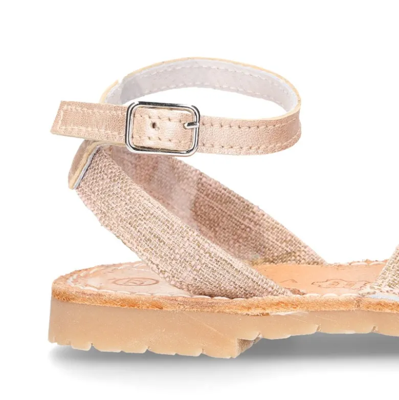 Menorquina Tira con pulsera tobillo en LINO.