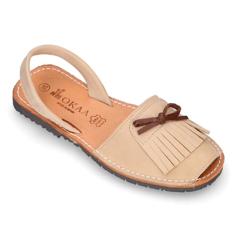 Menorquina Tira en Nobuck con flecos.