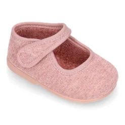 Mercedita bebé niña casa lona punto colores pasteles suela SUPER FLEXIBLE.