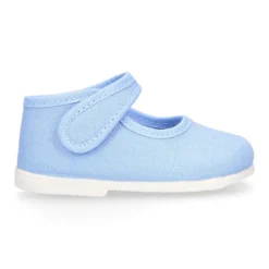 Mercedita bebé niña lona piqué colores pasteles suela SUPER FLEXIBLE.
