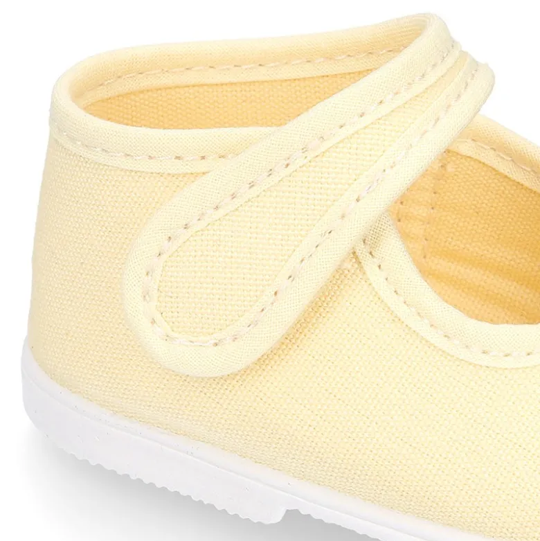 Mercedita bebé niña lona piqué colores pasteles suela SUPER FLEXIBLE.