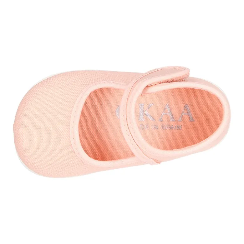 Mercedita bebé niña lona piqué colores pasteles suela SUPER FLEXIBLE.