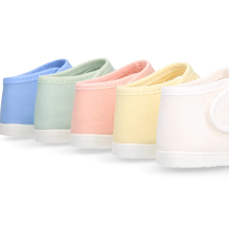 Mercedita bebé niña lona piqué colores pasteles suela SUPER FLEXIBLE.