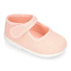 Mercedita bebé niña lona piqué colores pasteles suela SUPER FLEXIBLE.