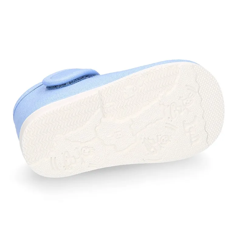 Mercedita bebé niña lona piqué colores pasteles suela SUPER FLEXIBLE.