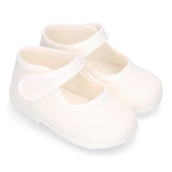 Mercedita bebé niña lona piqué colores pasteles suela SUPER FLEXIBLE.