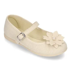 Mercedita con hebilla con flor en LINO.