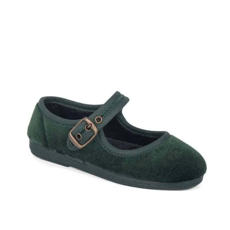 Mercedita niña con hebilla en TERCIOPELO VERDE