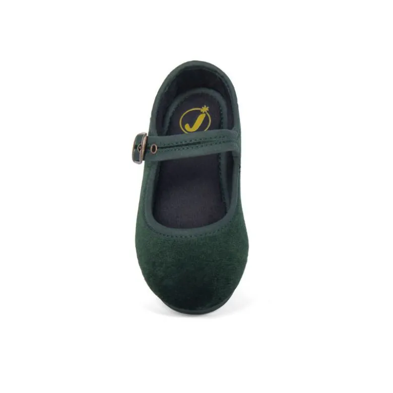 Mercedita niña con hebilla en TERCIOPELO VERDE