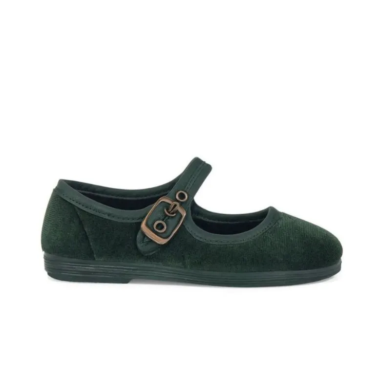 Mercedita niña con hebilla en TERCIOPELO VERDE
