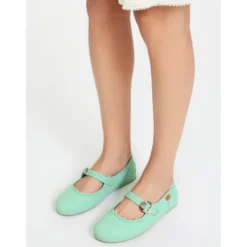 Mercedita niña con hebilla tipo japonesa en PIQUÉ VERDE AGUA