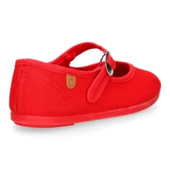 Mercedita niña con hebilla tipo japonesa en PIQUÉ ROJO.