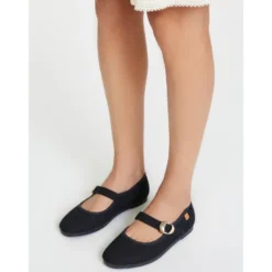 Mercedita niña con hebilla tipo japonesa en PIQUÉ NEGRO.
