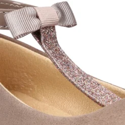 Mercedita Niña forma de T con lazo y GLITTER en Serratex.