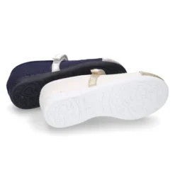 Merceditas cierre adherente LINO puntera metalizada.
