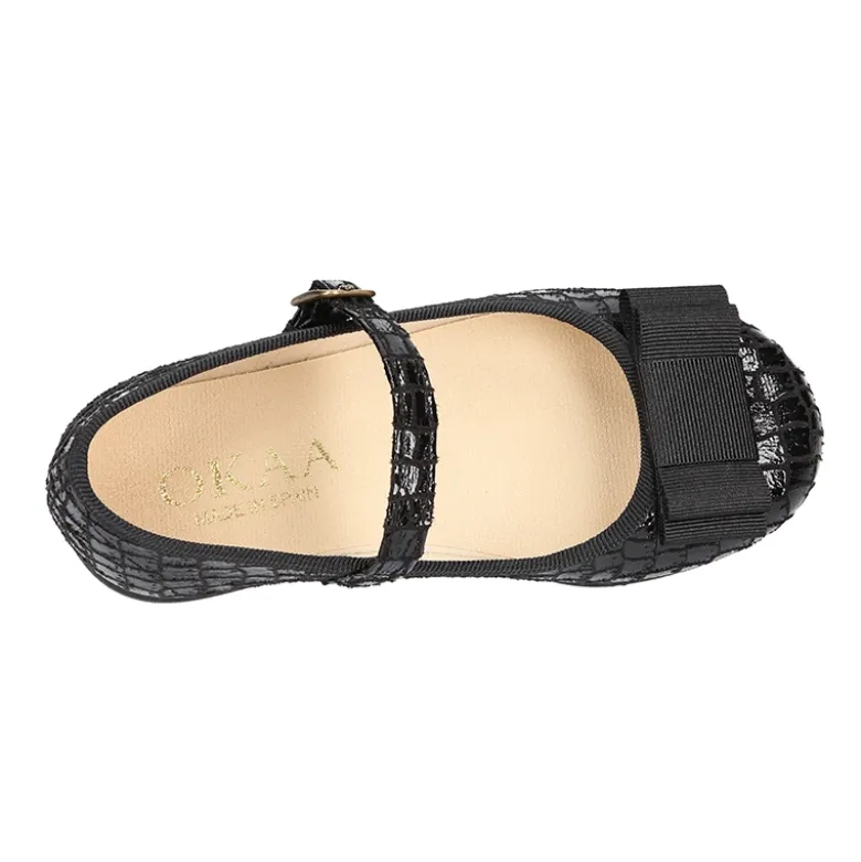 Merceditas hebilla lazo zapatero efecto COCO NEGRO.
