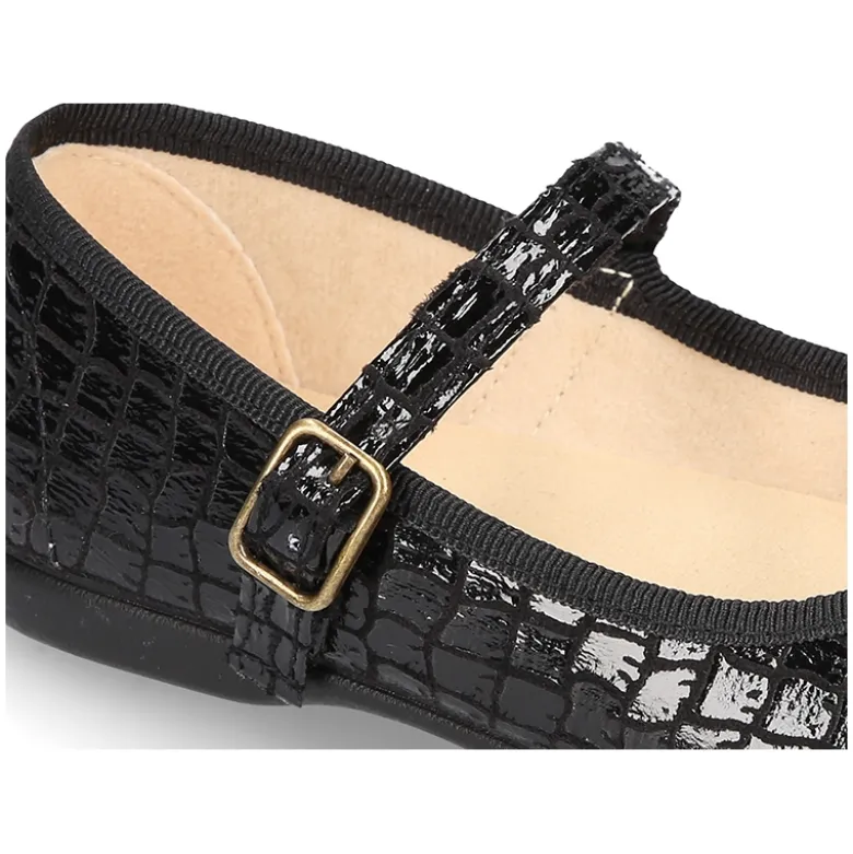 Merceditas hebilla lazo zapatero efecto COCO NEGRO.