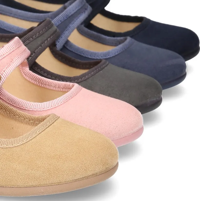 Merceditas niña cierre adherente con botón en Serratex.