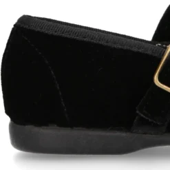 Merceditas OKAA niña con hebilla y lazo zapatero en terciopelo NEGRO.